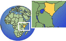 Kenia time zone location map borders