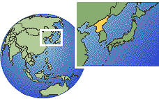 Namp'o, Corea del Norte time zone location map borders