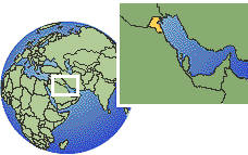 Kuwait, Kuwait Zeitzone Lageplan Grenzen