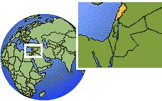 Líbano time zone location map borders