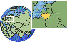 Vilnius, Lituania time zone location map borders