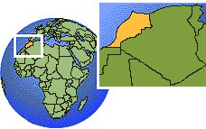 Tangier, Morocco time zone location map borders