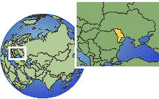 Chişinău, Moldova, Republic of time zone location map borders