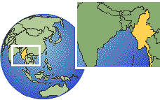 Myanmar time zone location map borders