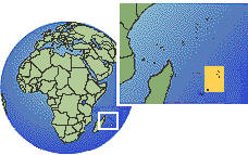 Agalega, Mauritius time zone location map borders