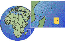 Mauritius time zone location map borders