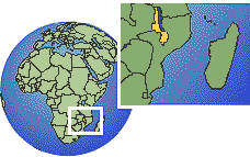 Lilongwe, Malawi time zone location map borders