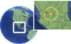 Aguascalientes, Mexico time zone location map borders