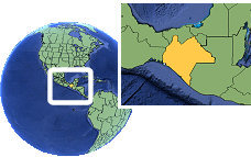 Tapachula, Chiapas, México time zone location map borders