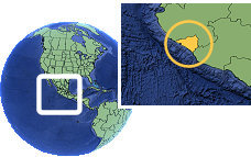 Tecoman, Colima, México time zone location map borders