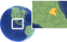 Hidalgo, Mexico time zone location map borders