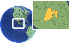 Toluca, estado de México, México time zone location map borders