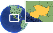 Michoacán, Mexique carte de localisation de fuseau horaire frontières