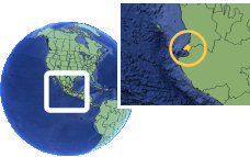 Nayarit (excepción), México time zone location map borders