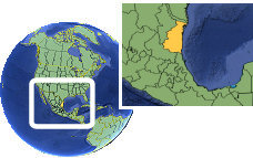 Tampico, Tamaulipas, México time zone location map borders