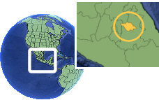 Tlaxcala, México time zone location map borders