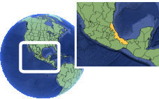 Orizaba, Veracruz, Mexico time zone location map borders