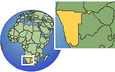 Windhoek, Namibia time zone location map borders