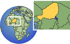 Zinder, Níger time zone location map borders