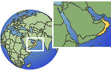 Salalah, Omán time zone location map borders