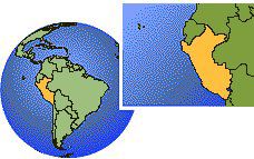 Pérou carte de localisation de fuseau horaire frontières