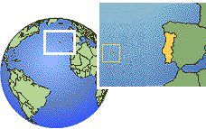 Azores, Portugal time zone location map borders