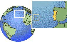 Horta, Açores, Portugal time zone location map borders