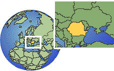 Iasi, Romania time zone location map borders