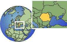 Bucharest, Rumanía time zone location map borders