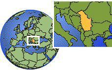 Novi Sad, Serbia time zone location map borders