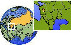 Maykop, Adygea, Russia time zone location map borders