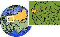 Briansk, Russie carte de localisation de fuseau horaire frontières