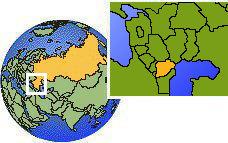 Chechenia, Rusia time zone location map borders