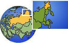 Markovo, Chukot, Russia time zone location map borders