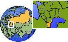 Makhachkala, Daguestán, Rusia time zone location map borders