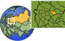 Ivanovo, Ivánovo, Rusia time zone location map borders