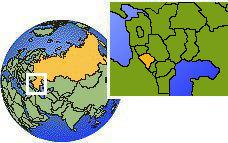 Kabardia-Balkaria, Rusia time zone location map borders