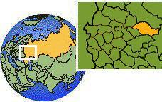 Kostromá, Rusia time zone location map borders