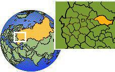 Buj, Kostroma, Russia time zone location map borders