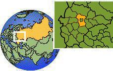 Moscú, Rusia time zone location map borders