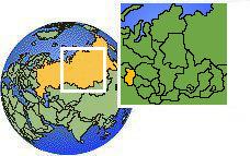 Omsk, Russie carte de localisation de fuseau horaire frontières