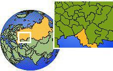 Orenbourg, Russie carte de localisation de fuseau horaire frontières