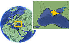 República de Crimea, Rusia time zone location map borders