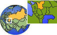 Taganrog, Rostov, Rusia time zone location map borders