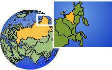 Saja (este), Rusia time zone location map borders