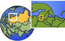 San Petersburgo de la ciudad, Rusia time zone location map borders