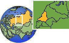 Sverdlovsk, Rusia time zone location map borders