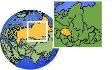 Kargasok, Tomsk, Rusia time zone location map borders