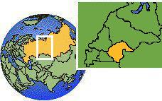 Tyumen', Russia time zone location map borders