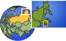 Birobidzhan, Óblast autónomo Hebreo, Rusia time zone location map borders